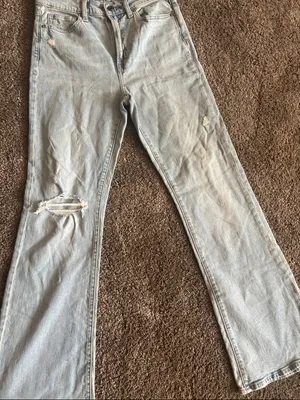 GAP Light Wash Flare Jeans with Knee Rip thumbnail 4