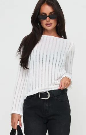 Princess Polly Tuppence Long Sleeve Top White thumbnail 1