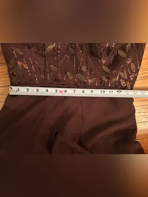 Elegant Brown V-Neck A-Line Dress thumbnail 5