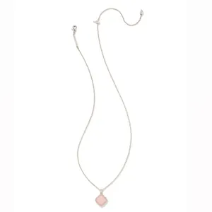 Kendra Scott Mallory Silver Pendant Healing Rose Quartz Necklace thumbnail 2