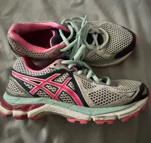 ASICS Women's Gray, Pink & Mint Lace-Up Running Shoes thumbnail 1