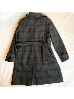 JONES NEW YORK women plaid wool gray black coat SZ12 bust42 thumbnail 3