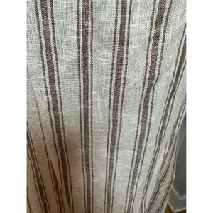 Tory Burch Striped Linen Maxi Dress Brown Cream Tassel Tie Straps 87512 Small thumbnail 2