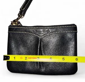DOONEY & BOURKE Wristlet Wallet Purse Pleated AWL Rich Black Leather Bag ✨ thumbnail 1