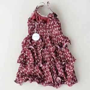 New Petal&Pup Tiered Ruffle Flowers Lined Mini Dress Red Size‎ Small thumbnail 6