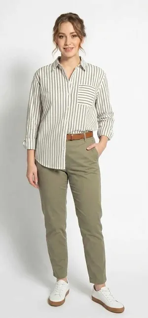 Talbots Relaxed Chino Pants Women's 16W Olive Green Straight‎ Leg Cotton Blend thumbnail 1