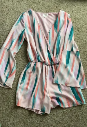 cute patterned long sleeve romper Pink Size XS thumbnail 1