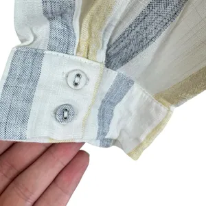 LUNIK Striped Lightweight Cropped Collared Button Up Tie Front Blouse‎ Size M thumbnail 4
