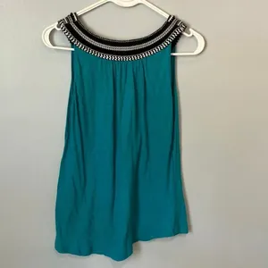 Akemi + Kim Anthropologie Sloane Linen Blend Teal Sleeveless Top Small #700 thumbnail 9