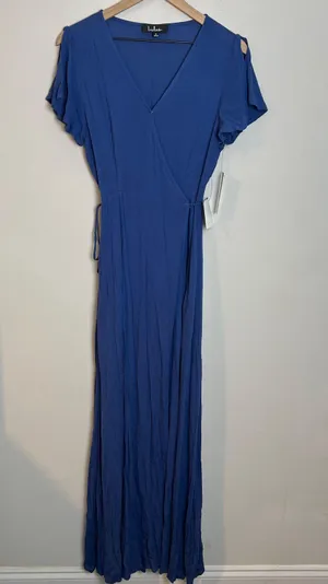 Lulus NWT - Heart of Marigold Denim Blue Wrap Maxi Dress thumbnail 3