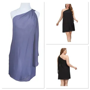 JJ's House Dress Women Size 6 Purple Stormy One Shoulder Chiffon ‎ Sheath Dress thumbnail 2