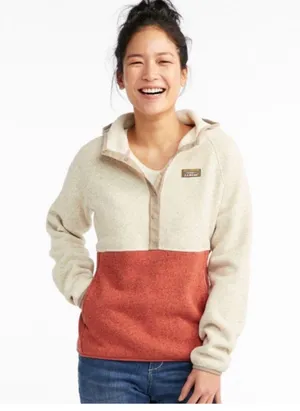 NWOT L.L. BEAN Block Colored fleece with hood size small thumbnail 1