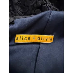 Alice + Olivia Black Floral‎ Guipure Lace Mini Dress Navy Lining 3568 thumbnail 4