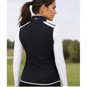 Nike Golf Navy Blue Waffle Knit Full Zip Vest Womens Small White Trim‎ thumbnail 2