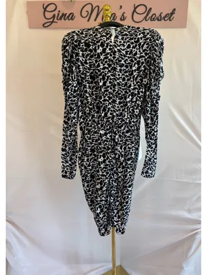 Isabel Marant Selwyn Black and White Viscose Ruched Dress Size 34 thumbnail 3