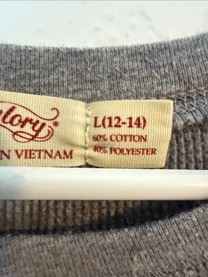 Faded Glory Gray Thermal Raglan Top with Striped Sleeves thumbnail 3