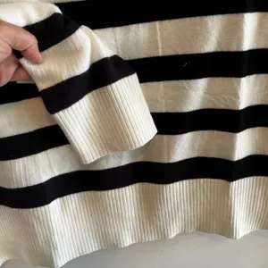 Wiholl Striped Knit Sweater Mock Neck‎ Ivory and Black NWT thumbnail 5