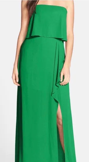 BCBGMaxAzria Green Felicity Strapless Gown Size 4 thumbnail 1