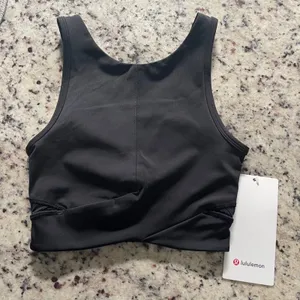 Lululemon Final Mile Crop Tank Women 2 Black Athleisure Nulux Mesh LW1CFPS BLK thumbnail 4