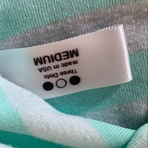 Three Dots Mint Green White Stripe Boat Neck 3/4 Sleeve Top Medium thumbnail 3
