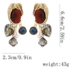 Elephant Gold Dangle Charms earrings Gems Heart Bohemian Womens Jewelry thumbnail 9