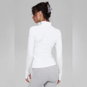 Alo Yoga Alosoft 1/2 Zip Rapid Pullover in White XS thumbnail 6