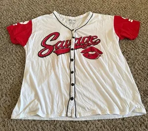 On Fire Women's‎ "Savage" Baseball Tee Size 2X thumbnail 1