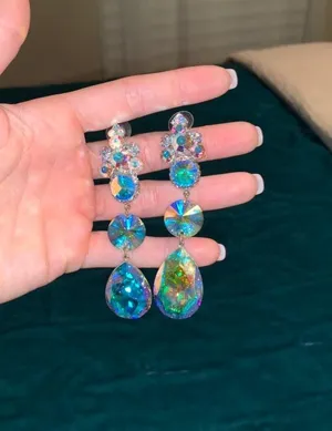 Prom / Pageant Earrings Blue thumbnail 1