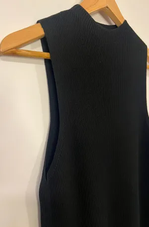 Anthropologie Black Slim Ribbed MIDI dress M thumbnail 5