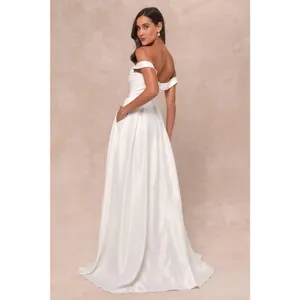 NWT Lulus Extraordinary Vow White Off-the-Shoulder Maxi Dress with Pockets Sz XL thumbnail 3