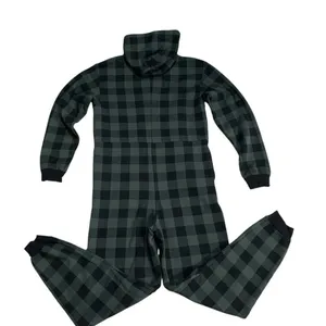 Fabletics Jumpsuit Women S Green Buffalo Plaid Fleece Hooded Pajamas Cabincore thumbnail 3