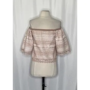 Revolve‎ ALEXIS Finn Lace Off Shoulder Top Blouse Blush Pink Silk Lacey X-Small thumbnail 9