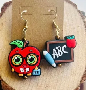 Back to School Teacher Earrings | Apple ABC Dangle Earrings | Teacher Gift thumbnail 1