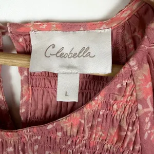 NEW Cleobella Mina Mini Dress Camala Floral Large Pink Smocked Organic Cotton‎ thumbnail 7