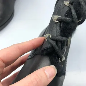 SGN Black Leather Lace Up Fur Trim Combat Boots Womens 37 Goth Witchy Whimsy thumbnail 6