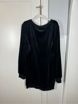 Anthropologie Daily Practice black Velvet Puff-Sleeve sweatshirt Dress size xl thumbnail 4