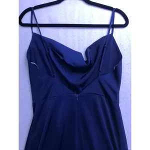 Lulus Maxi Dress Womens Size M Navy Blue Cowl Neck Satin Formal Gown New thumbnail 9