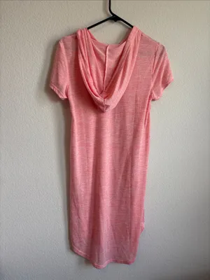 Pink Hoodie Short Sleeve swim cover up thumbnail 4
