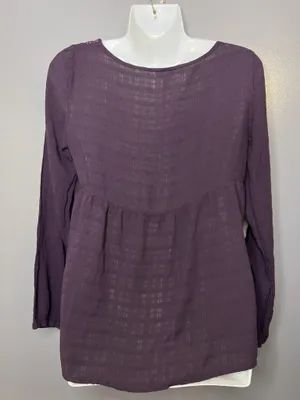 Sonoma Goods For Life Blouse Womens Medium Purple Embroidered Tunic Top Boho thumbnail 5
