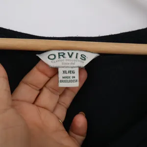 Orvis Top Womens XL Classic Collection Black Side Slit V-Neck Excellent thumbnail 3