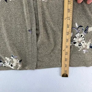 Figueroa & Flower Floral Embroidered Longline Cardigan Sweater Grey Boho Size XL thumbnail 9