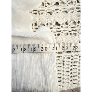 Lucky Brand Women’s Large White Boho Peasant Tunic Top Crochet Lace Hem thumbnail 3