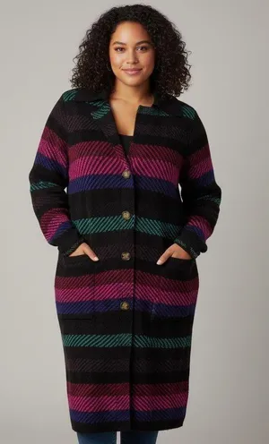 Torrid Multi Plaid Long Sleeve Notched Collar Cardigan Size 2X thumbnail 1