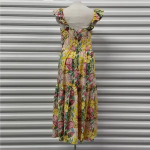 Roxy Womens Floral Dress Size Medium Tropical Vacation Resort Beach Boho Coastal thumbnail 4