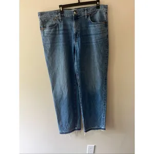 Madewell The Rail Straight Leg Jeans Womens Size 33 Large Raw Hem Medium Wash thumbnail 2