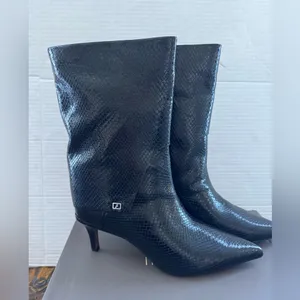 Franco Sarto Alberta Bootie In Black Snake Print Faux Leather ankle boots 6.5 thumbnail 5