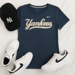 MLB Nike NY Yankees T Shirt | Bleach Effect Logo Short Sleeve Tee thumbnail 9