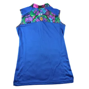 Pickleball Bella Womens Groovy Sleeveless 1/4‎ Zip Athletic Top Blue Multi Small thumbnail 2