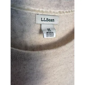 LL Bean Men Med‎ 100% Cashmere Crewneck Sweater Oatmeal Beige Heather thumbnail 2