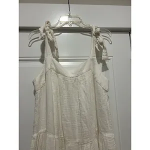Wonderly White Maxi Dress Size Medium Cotton Sleeveless Tiered Boho Beach Bride thumbnail 2
